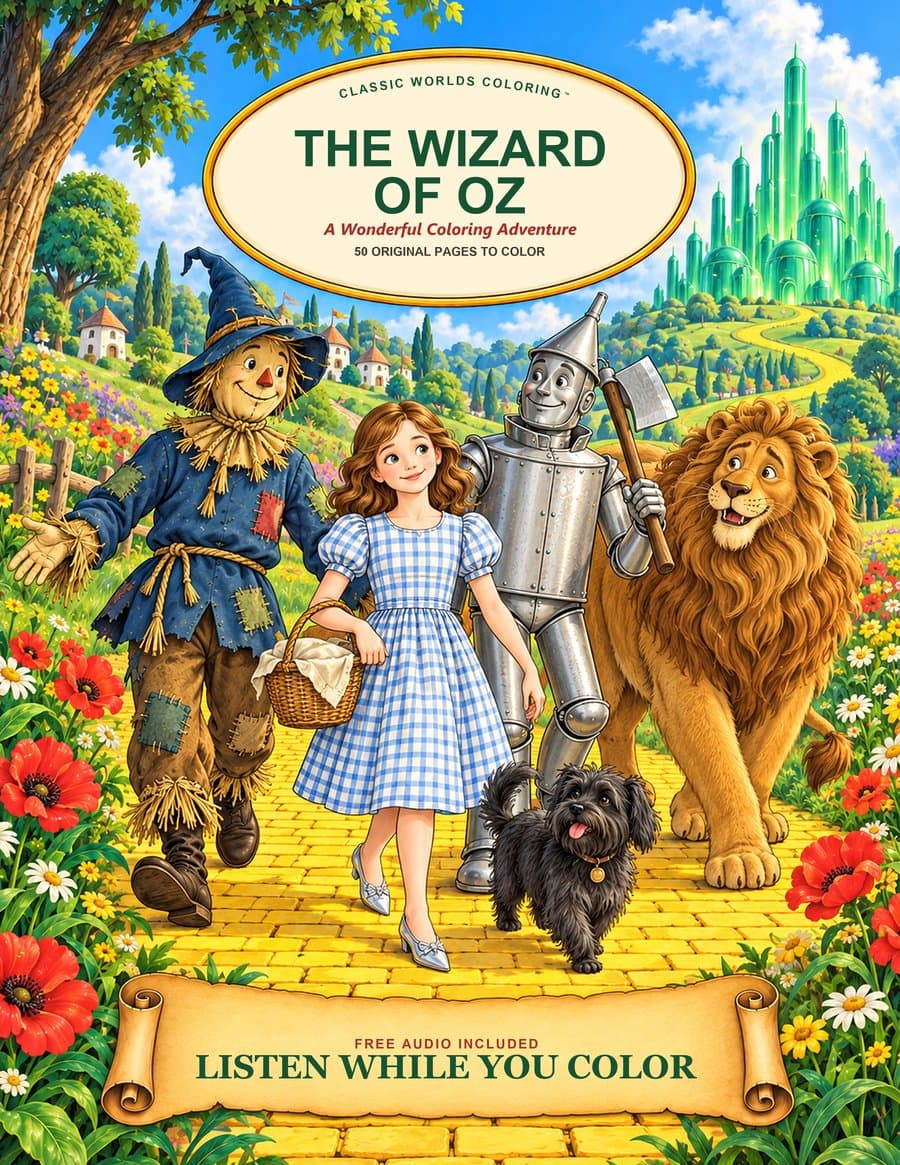 Front cover of The Wizard of Oz: A Wonderful Coloring Adventure